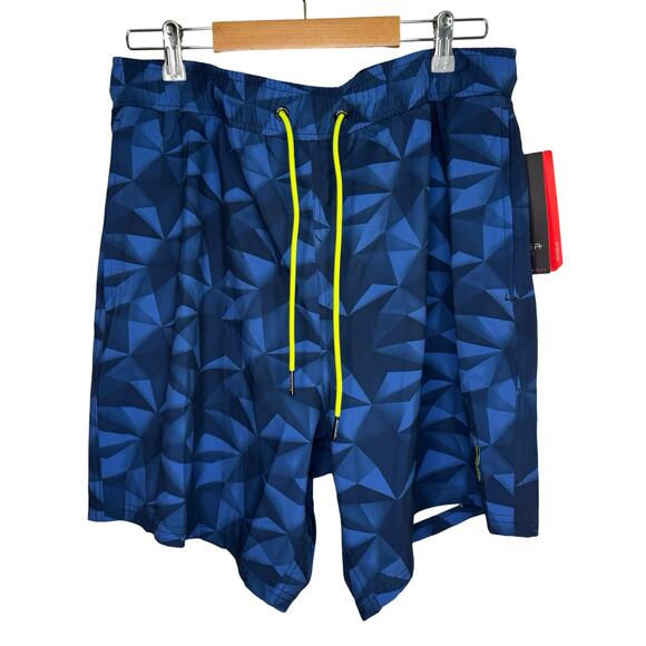 Spyder Swim Trunks XXL Men’s Blue Geometric UV Board Shorts Drawstring Pockets - Picture 1 of 8